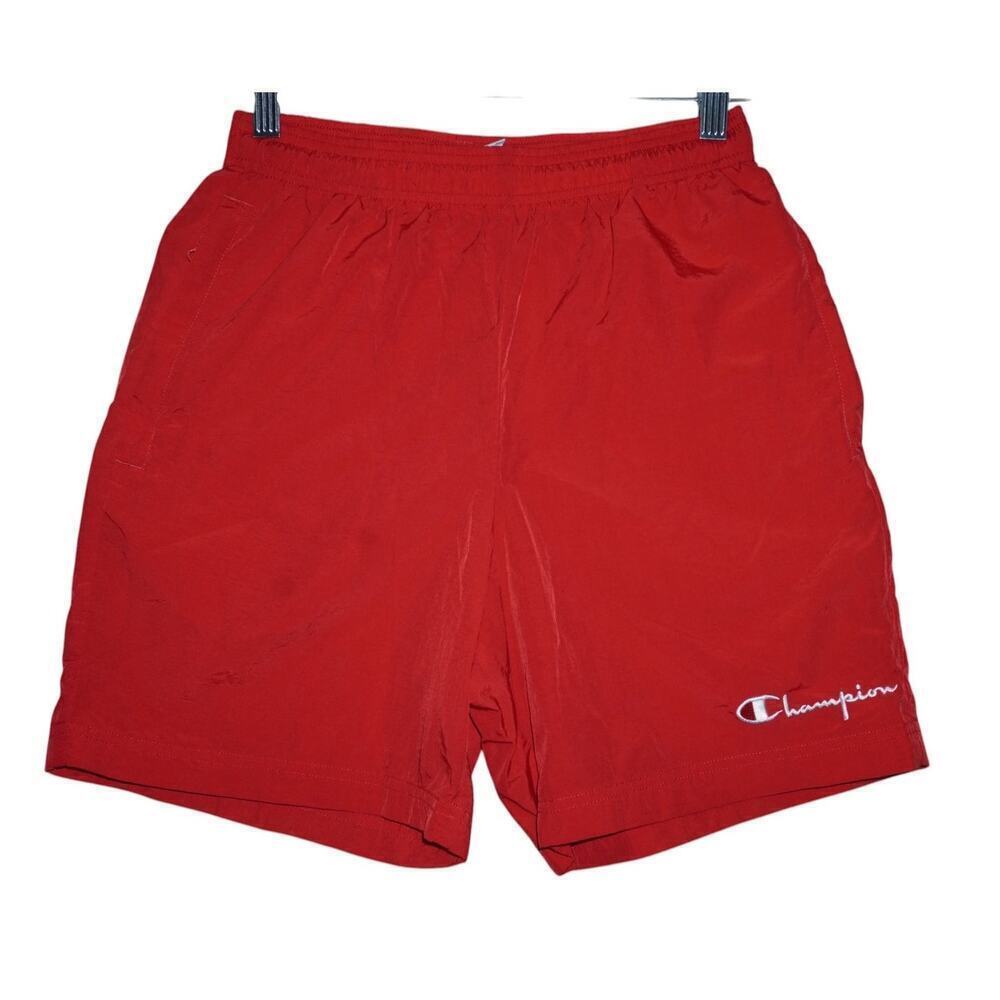 Champion Red Nylon Shorts Men’s Size Small Mesh Lining Elastic Waist